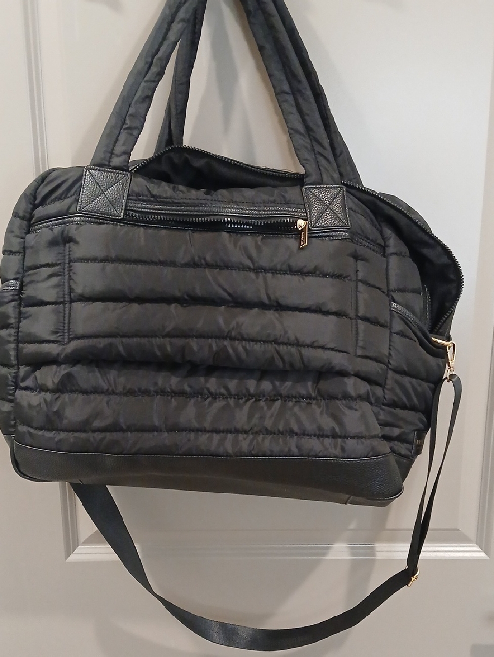 Rachel Zoe Black Quilted Travel Weekender Bag